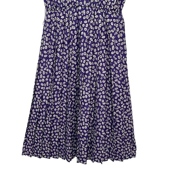 VTG 80s Leslie Fay Shirtwaist Dress Size 10 Pleated Skirt Geometric Modest - Picture 4 of 9